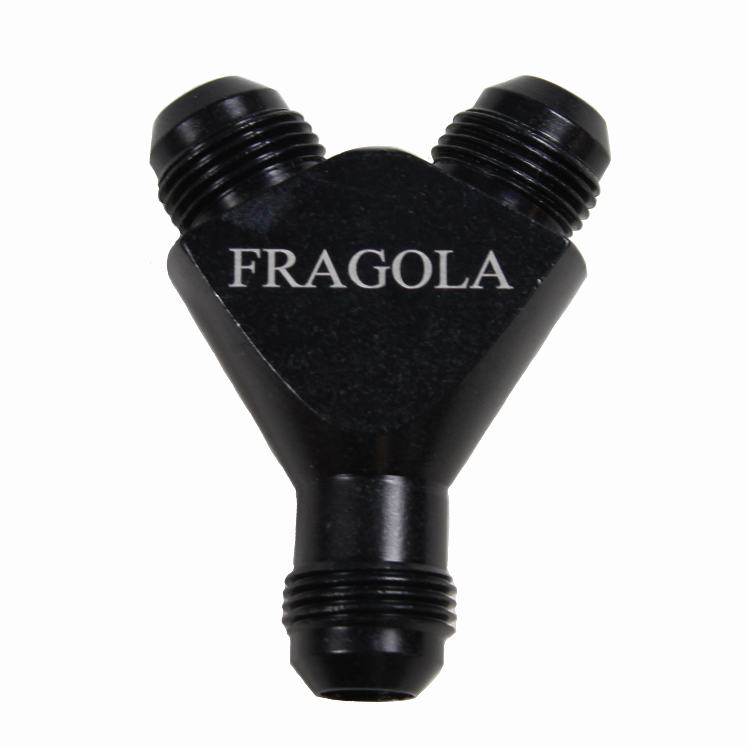 Fragola, Y-Fitting, 8AN Male Inlet x 6AN Male Oulets, Black
