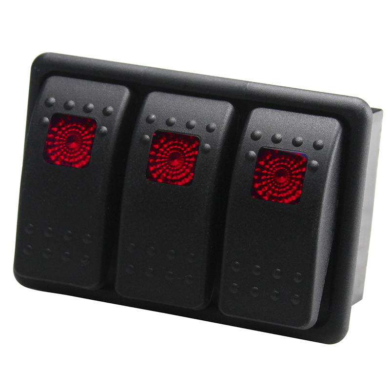 Fastronix, Rocker Switch Panel, Triple, Red