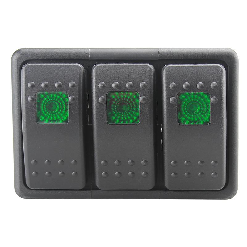 Fastronix, Rocker Switch Panel, Triple, Green
