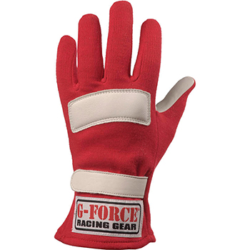 G-Force, G5 SFI 3.3/5 Single Layer Racing Gloves with Leather Palms, Adult, X-Large, Red