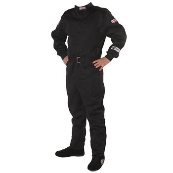 G-Force, One Piece GF 525, SFI 3.2A/5 Multi-Layer Racing Suit, Medium, Black