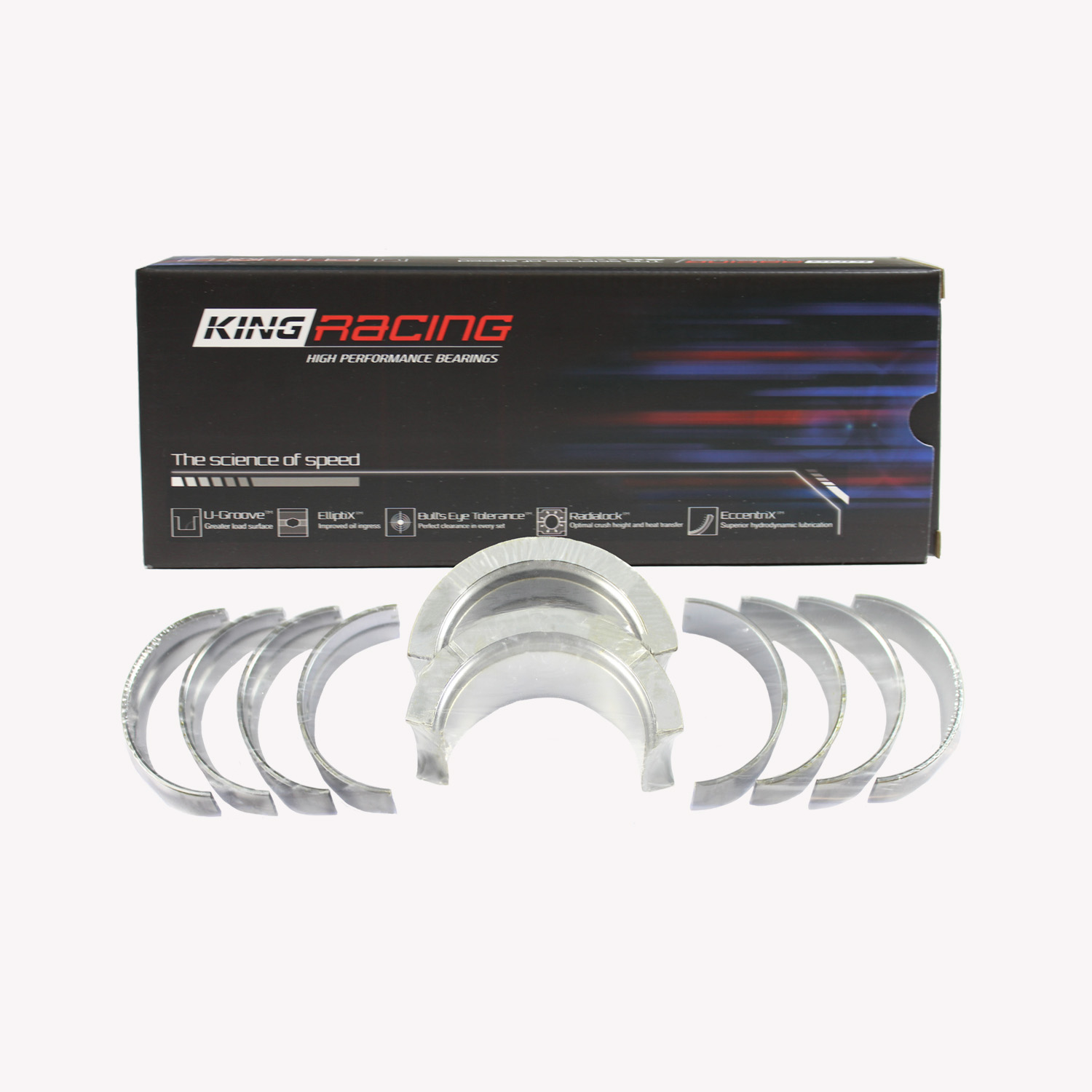 King, HP Series Performance Main Bearing Set, Chev BB, .001, Narrowed