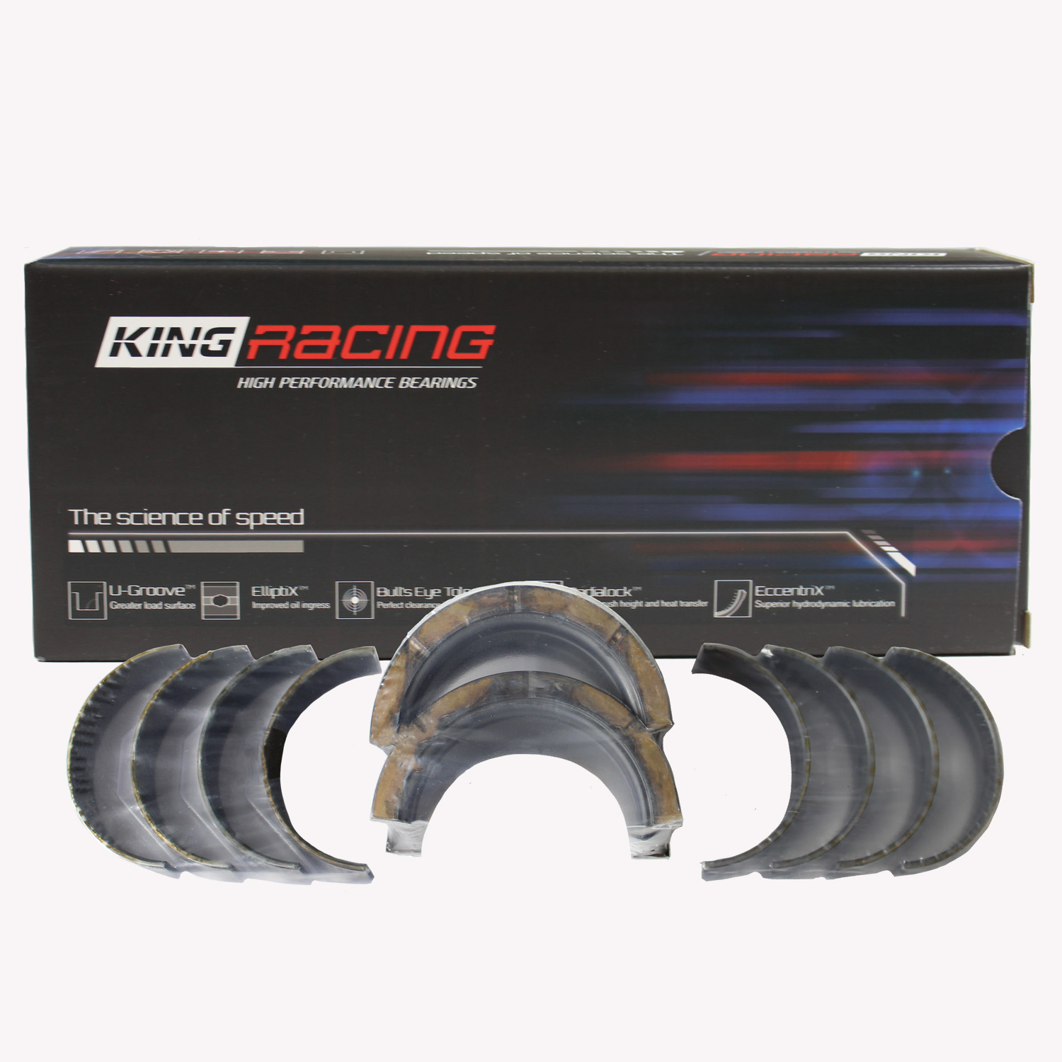 King, pMax-Black Coated Race Main Bearings, Chev BB, .010