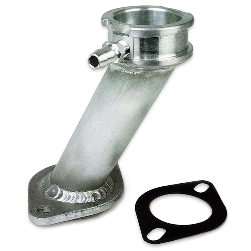 Moroso, Extended Water Filler Neck, Chevrolet Small Block/BigBlock/90 Degree V6, 45 Degree Style, Aluminum, Sold as Each