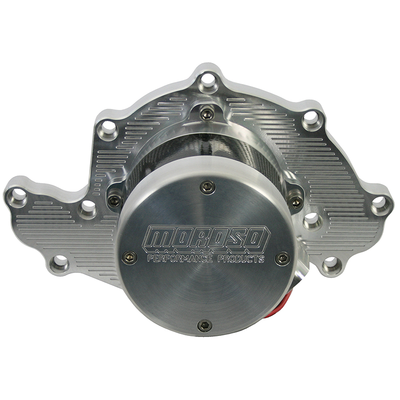 Moroso, Billet Electric Water Pump, Ford Small Block 289-302/351W, 12-Volts and 16-Volts, -16 AN Inlet, Sold as Each