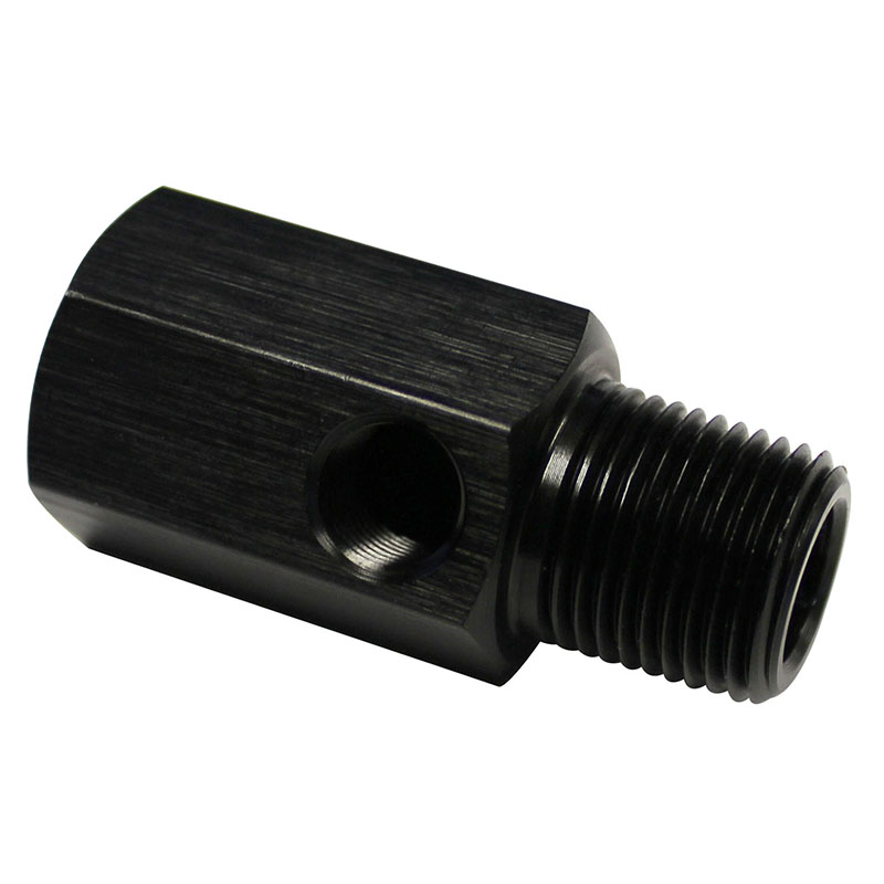 Moroso, Fuel Gauge Fitting, 3/8 NPT Female to 3/8 NPT Male, Black