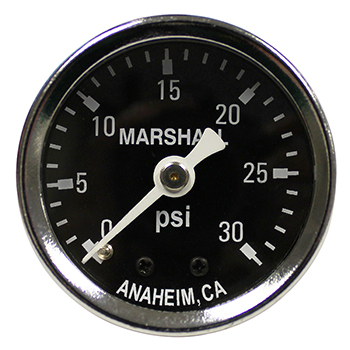 Marshall, Dry Direct Mount Mechanical Fuel Pressure Gauge, 0-30 psi, 1.6