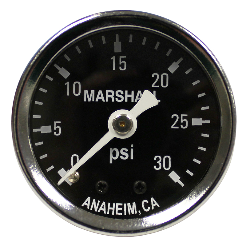 Marshall, Dry Direct Mount Mechanical Fuel Pressure Gauge, 0-30 psi, 1.6