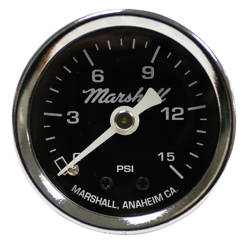 Marshall, Dry Direct Mount Mechanical Fuel Pressure Gauge, 0-15 psi, 1.6
