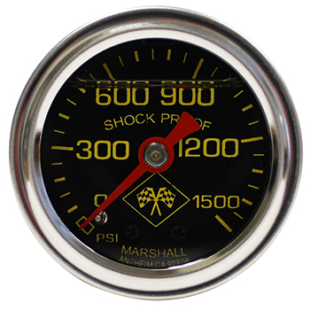 Marshall, Shock Proof Direct Mount Fuel Pressure Gauge, 0-1500 psi, 1.6