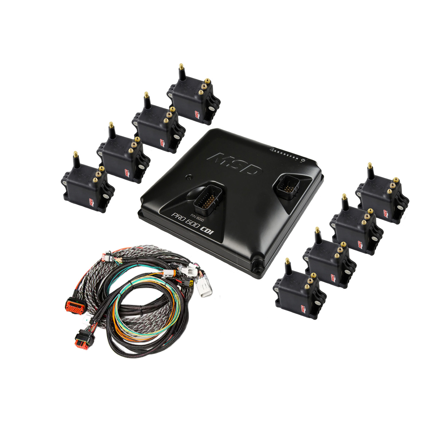 Pro 600 CDI 8 Channel CDI Kit, Coils/ Harness Included, Holley EFI System, Black