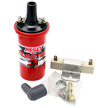 MSD, Blaster 2 Ignition Coil, w/Ballast, 45,000 V, Oil Filled, Red