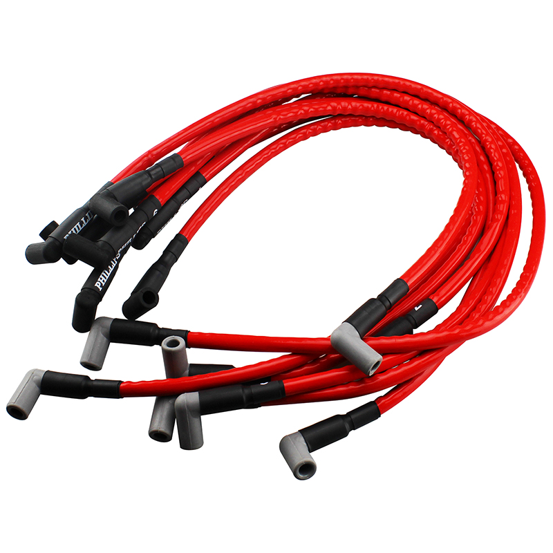 Phillips, Sleeved Wire Set, Chev SB, Around Front Under Headers, HEI, For use with 180 deg. Headers