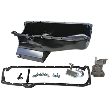 Power Products Low Profile Kicked-Out Sump Oil Pan Kit, Chev SB  86-Up, with High Volume Pump
