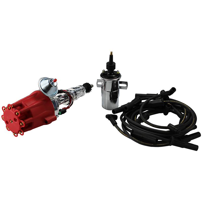 Power Products, Power Plus Billet Ready-to-Run Ignition Kit, Ford FE 332-428, Red Cap
