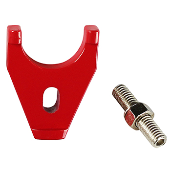Power Products, Billet Distributor Hold Down Bracket, Chev SB/BB, Red
