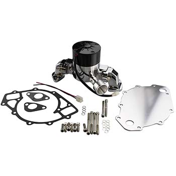 Power Products, Aluminum Electric Water Pump, Ford Big Block 429-460 w/ Backing Plate, Chrome, Sold as Each