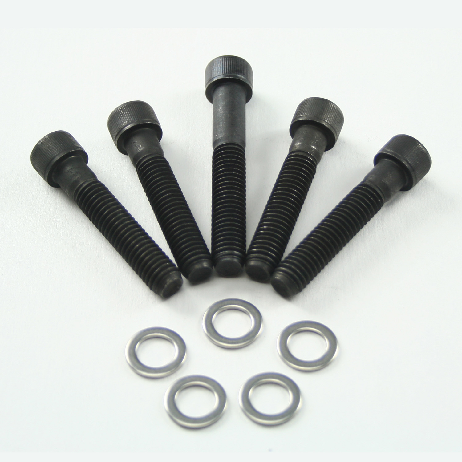 Power Products, Water Pump Allen Head Bolts w/ Washers, Chev SB/BB/Vortec, Long & Short Pump, Black Oxide, Set of 5