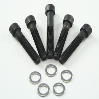 Power Products, Water Pump Allen Head Bolts w/ Washers, Chev SB/BB/Vortec, Long & Short Pump, Black Oxide, Set of 5