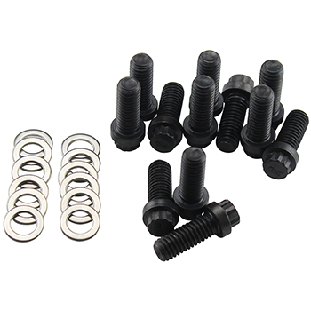 Power Products, Intake Bolts w/ Washers, AMC V8, 12-Point Head, Black Oxide, Set of 12
