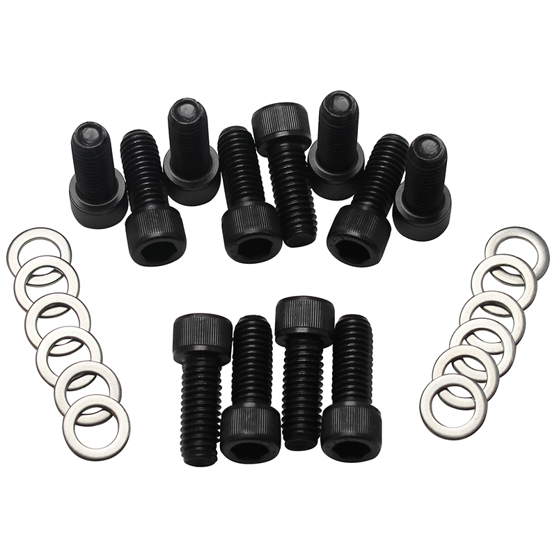 Power Products, Intake Bolts w/ Washers, AMC V8, Allen Head, Black Oxide, Set of 12