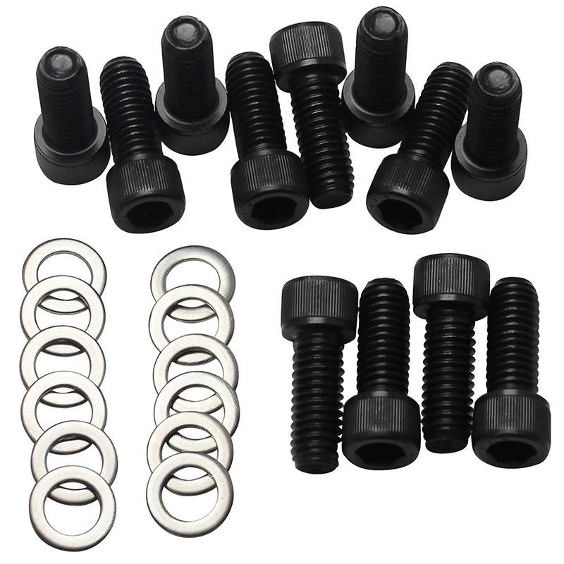 Power Products, Intake Bolts w/ Washers, Chev SB, Allen Head, Black Oxide, Set of 12