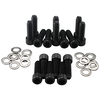 Power Products, Intake Bolts w/ Washers, Chev BB (Dual Plane Intake), Allen Head, Black Oxide, Set of 16
