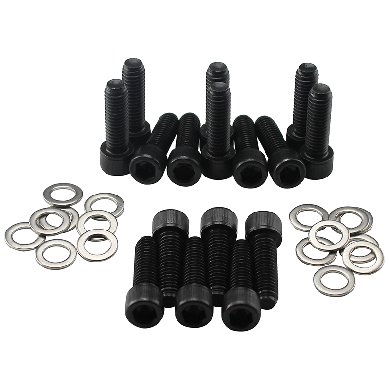 Power Products, Intake Bolts w/ Washers, Chev BB (Dual Plane Intake), Allen Head, Black Oxide, Set of 16