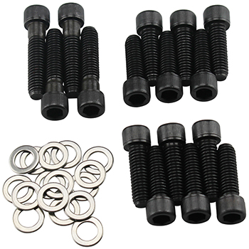 Power Products, Intake Bolts w/ Washers, Chev BB (Single Plane Intake), Allen Head, Black Oxide, Set of 16