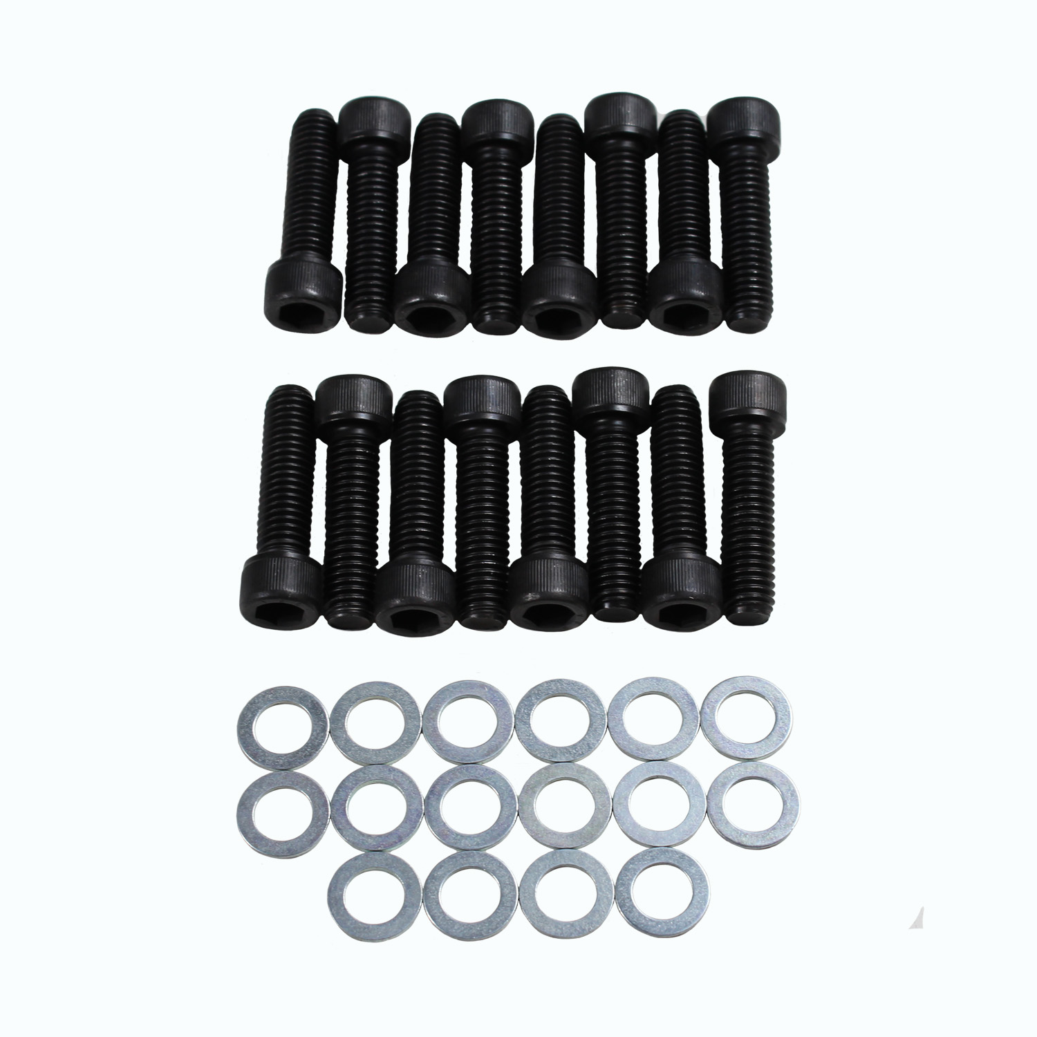 Power Products, Intake Bolts w/ Washers, Chev BB 502, Allen Head, Black Oxide, Set of 16