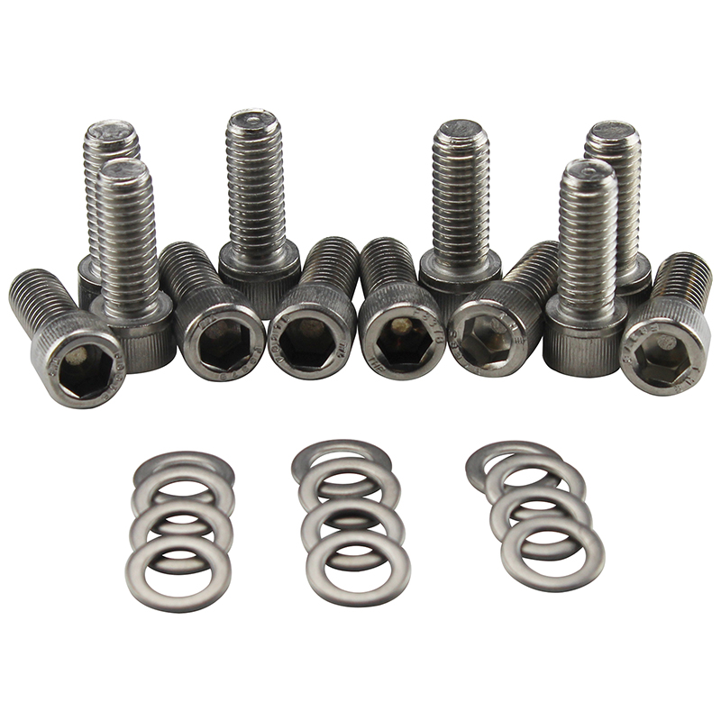 Power Products, Intake Bolts w/ Washers, Chev SB, Allen Head, Stainless Steel, Set of 12
