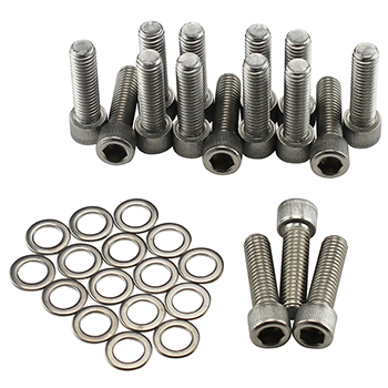 Power Products, Intake Bolts w/ Washers, Chev BB X-Long, Allen Head, Stainless Steel, Set of 16
