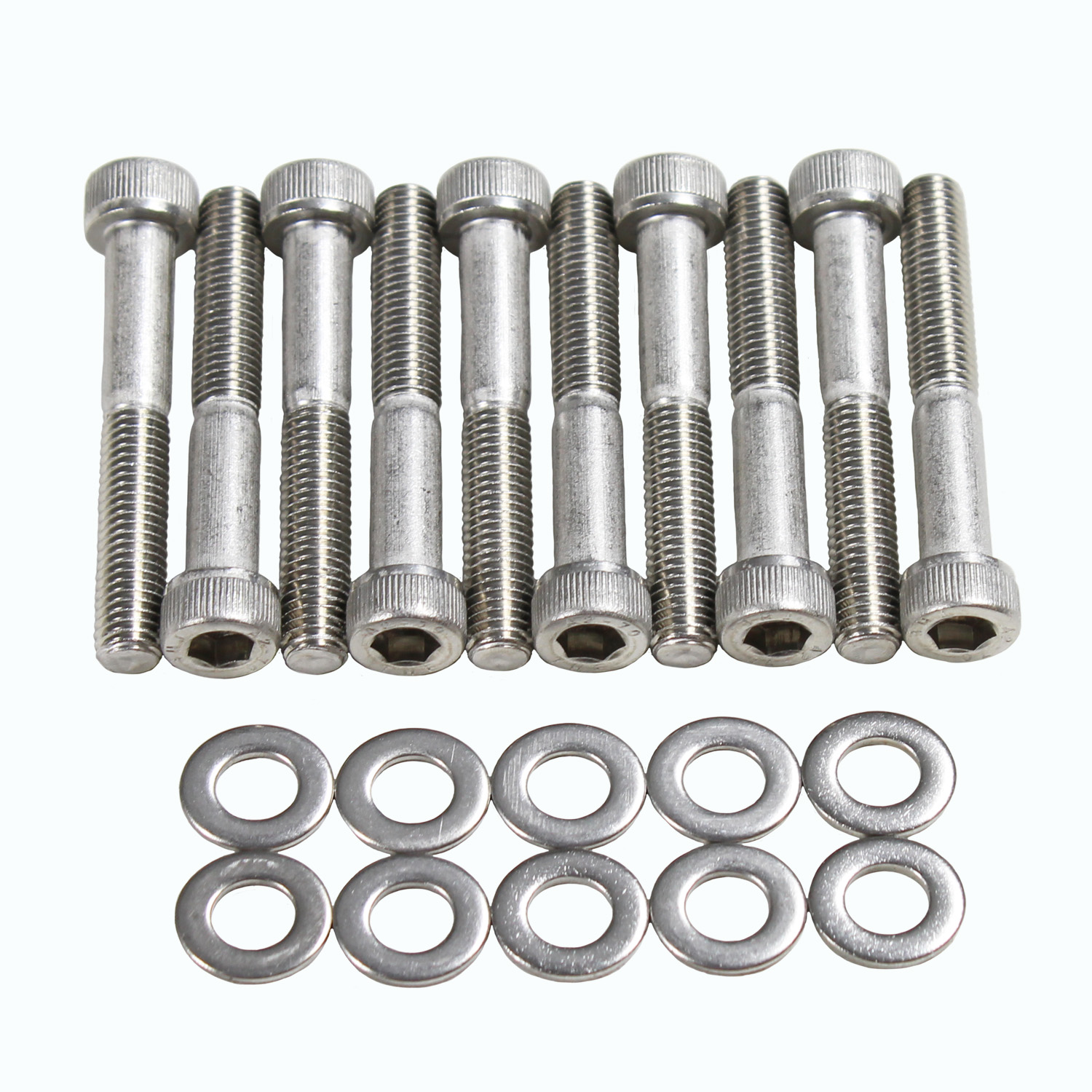 Power Products, Intake Bolts w/ Washers, Chev LS, 45mm UHL, Allen Head, Stainless Steel, Set of 10