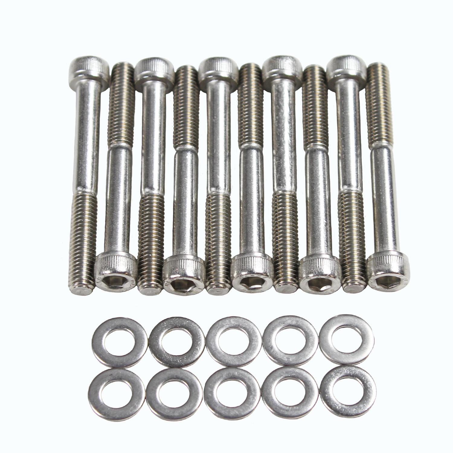 Power Products, Intake Bolts w/ Washers, Chev LS 55mm UHL, Allen Head, Stainless Steel, Set of 10