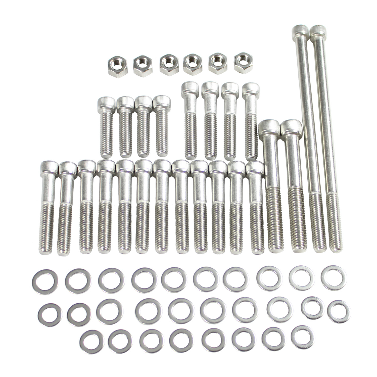 Power Products, Intake Bolts w/ Washers, Ford SB 5.0L EFI, Allen Head, Stainless Steel, Set of 24