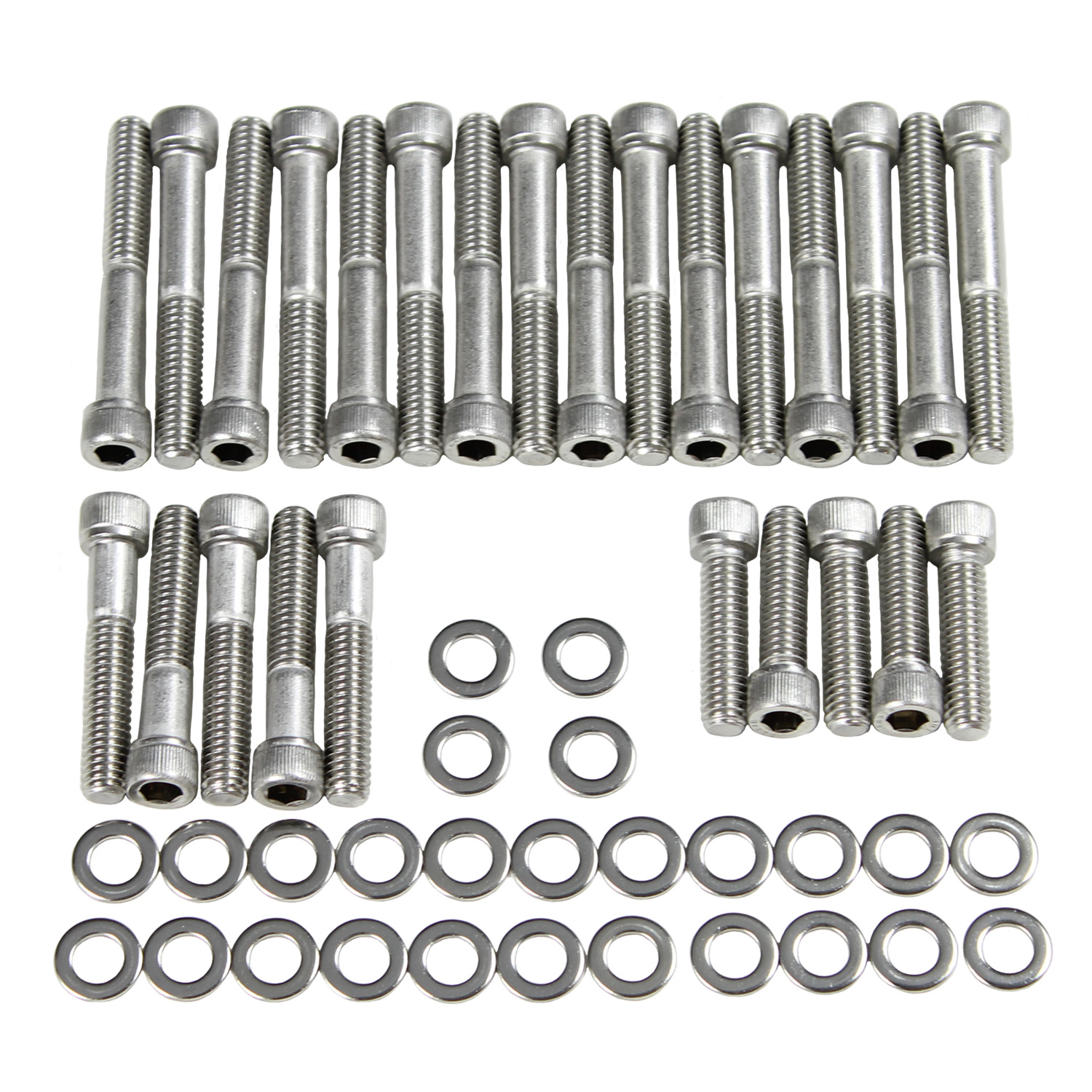 Power Products, Intake Bolts w/ Washers, Ford SB 351W/5.8L EFI, Allen Head, Stainless Steel, Set of 26