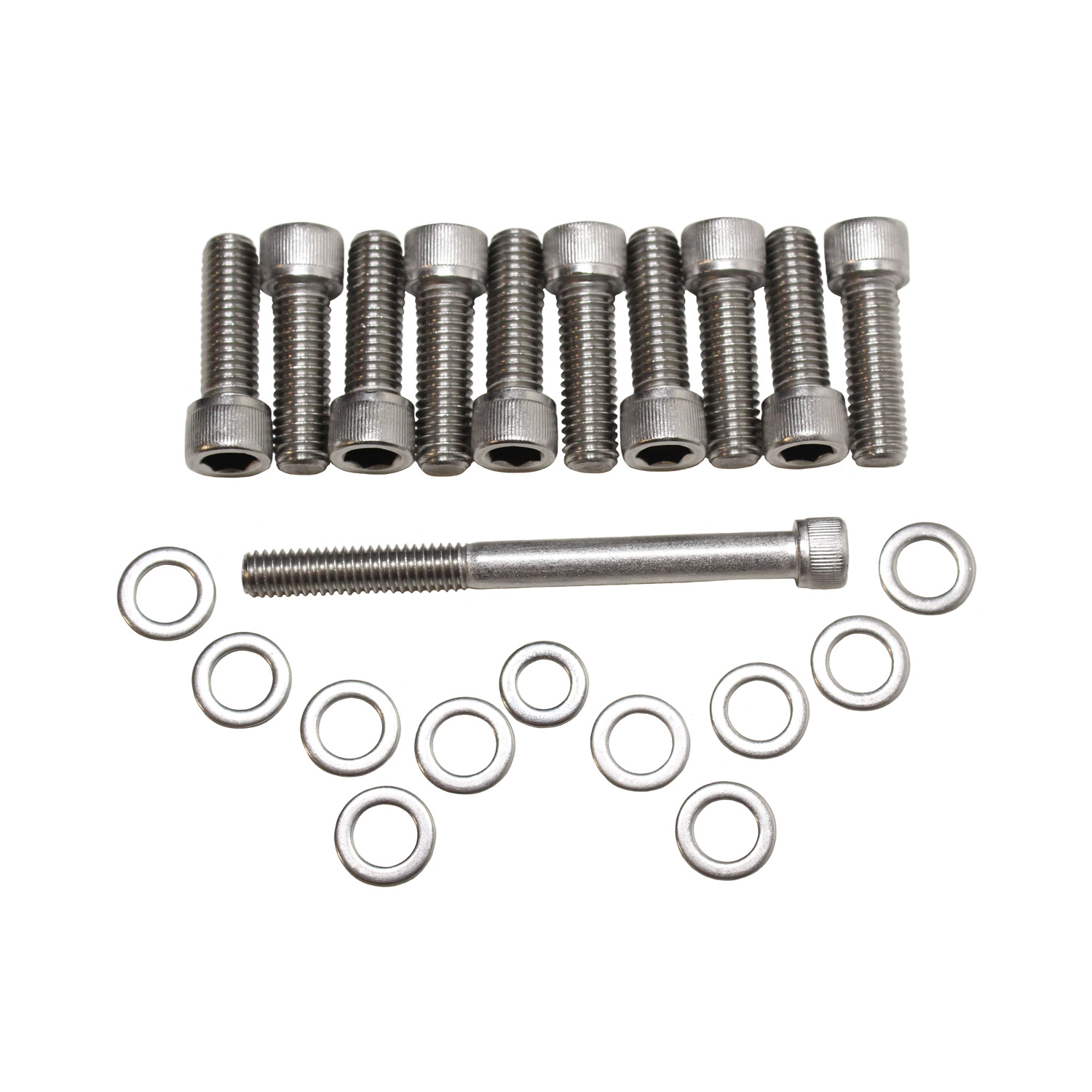 Power Products, Intake Bolts w/ Washers, Pontiac 326-455, Stainless Steel, Set of 11