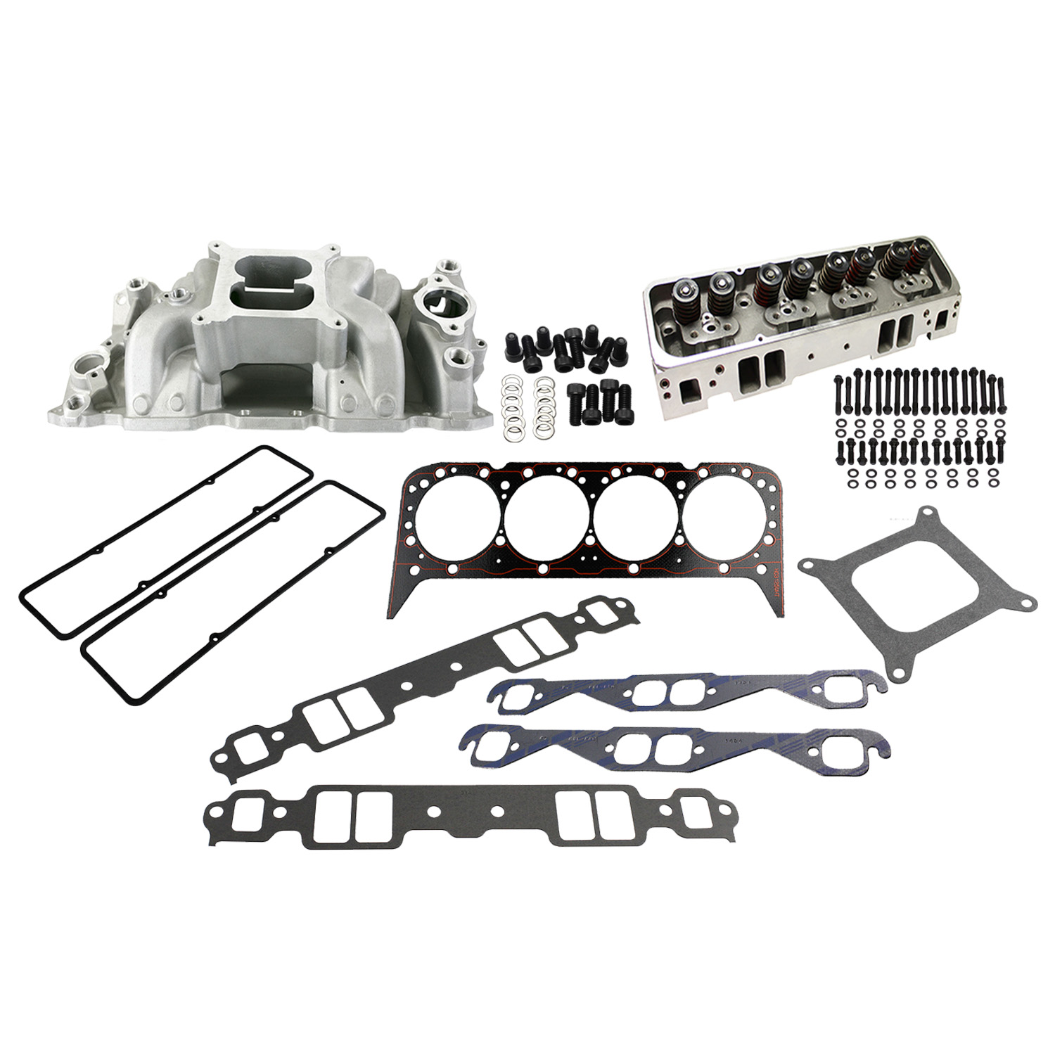Power Products, Top of Engine Kit, Chev SB 205cc, Angle Plug/Air Gap Dual Plane Intake