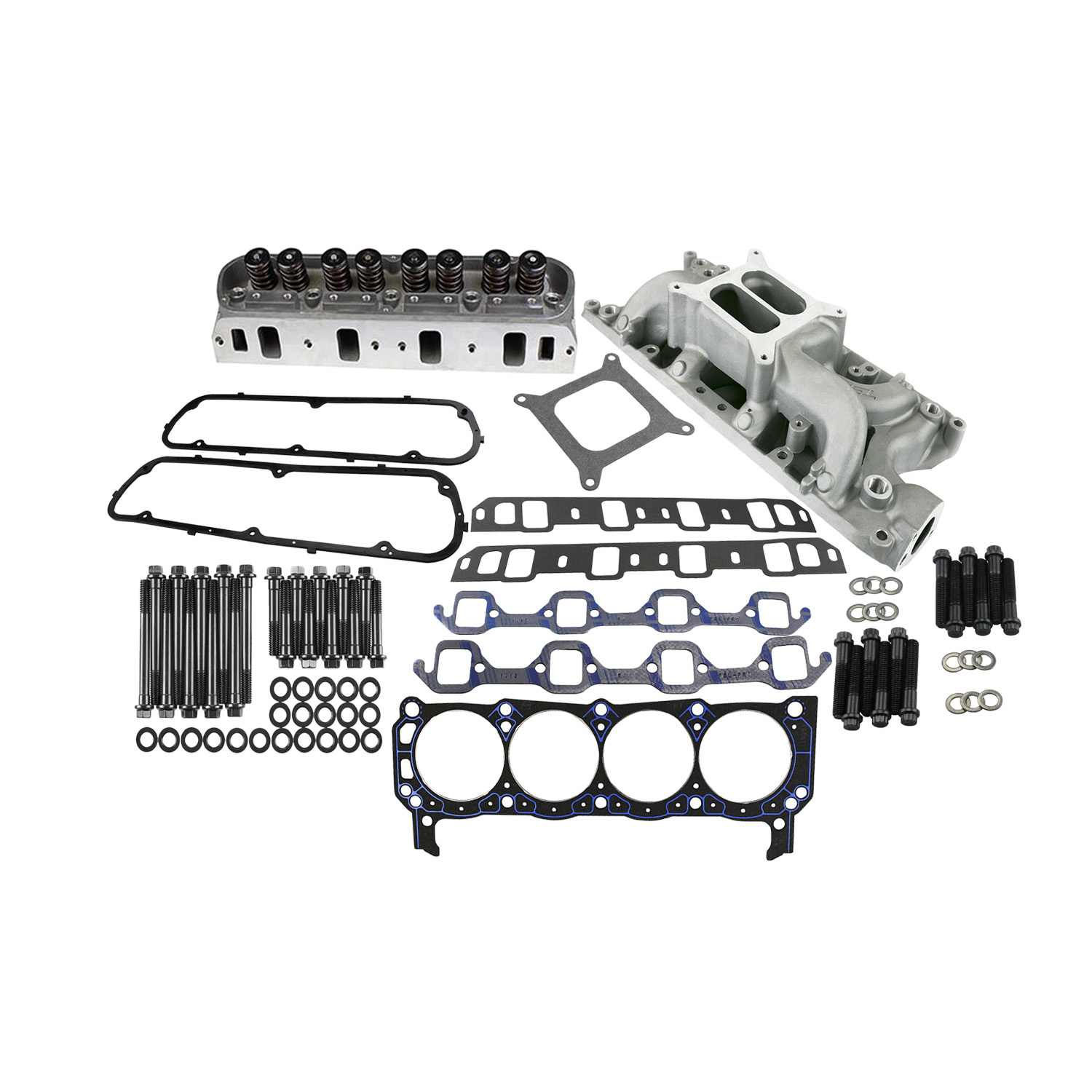 Power Products, Top of Engine Kit, Ford 289-302 185cc, Air Gap Dual Plane Intake, 1.250