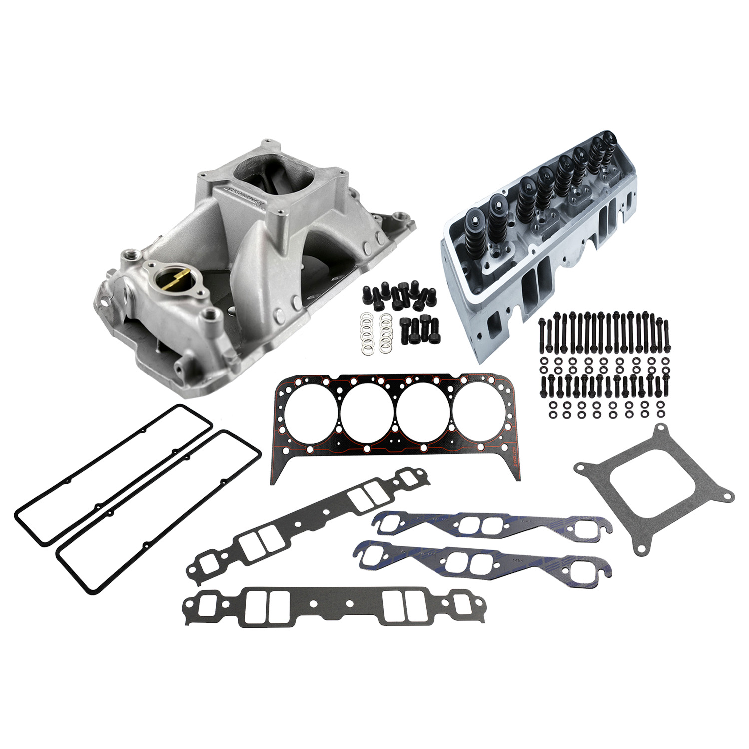 Power Products, Top of Engine Kit, Chev SB 220cc, Straight Plug, Single Plane Intake, 1.470