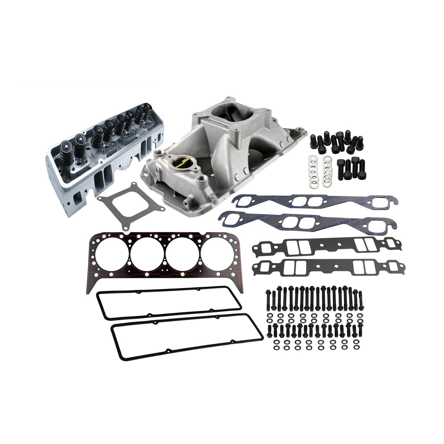 Power Products, Top of Engine Kit, Chev SB 220cc, Straight Plug, Single Plane Intake, 1.540