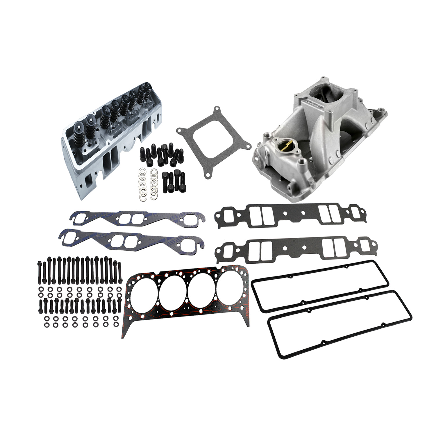 Power Products, Top of Engine Kit, Chev SB 220cc, Straight Plug, Single Plane Intake, 1.540