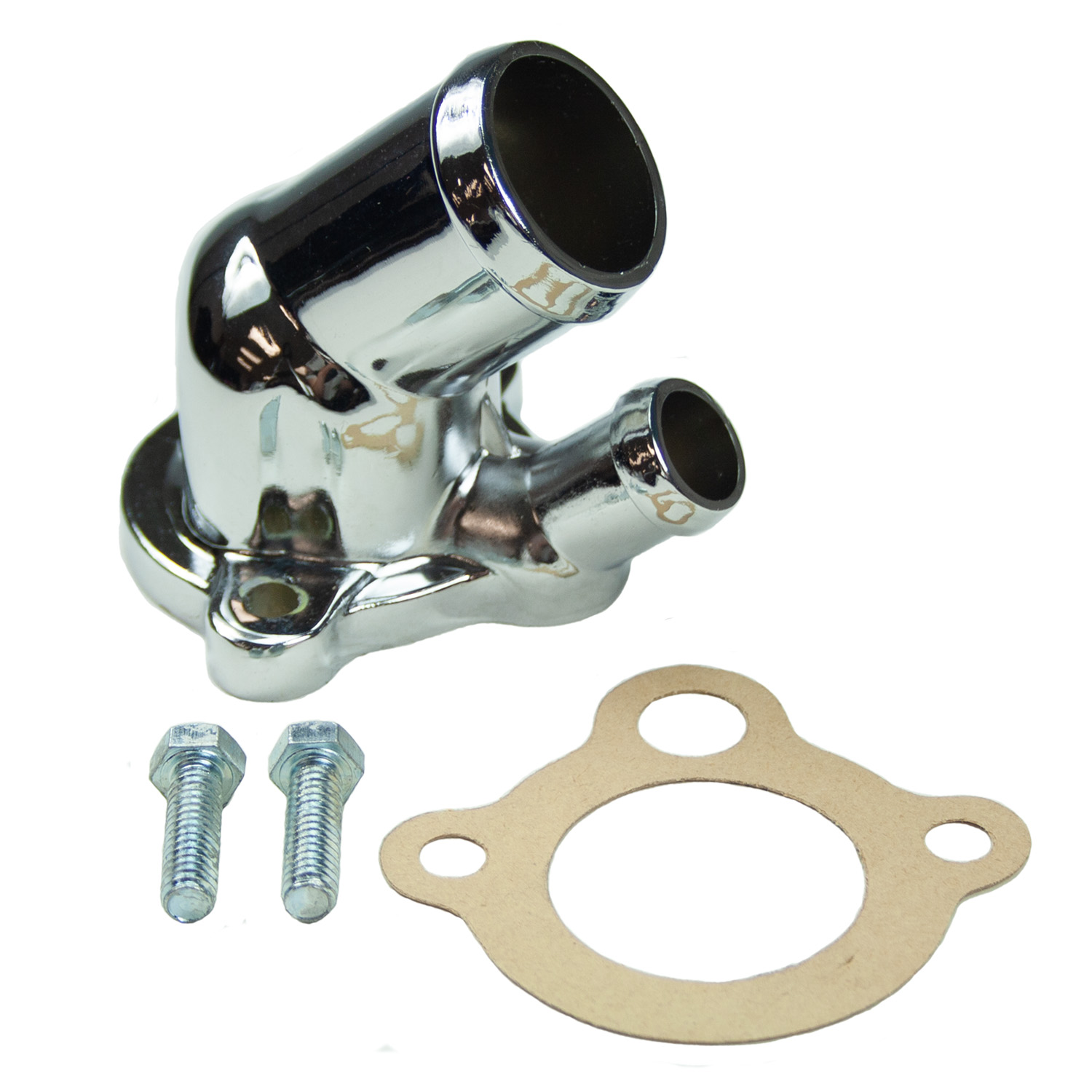 Power Products, Chrome Water Neck w/ Gasket, Oldsmobile V8, Sold as Kit