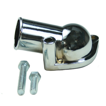 Power Products, Chrome Water Neck w/ O-Ring, Chevrolet Small/Big Block, Angled ('66-'75), Sold as Kit
