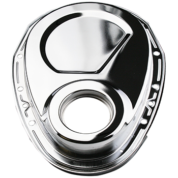 Power Products Steel Timing Cover, Chevrolet Small Block, Chrome Plated
