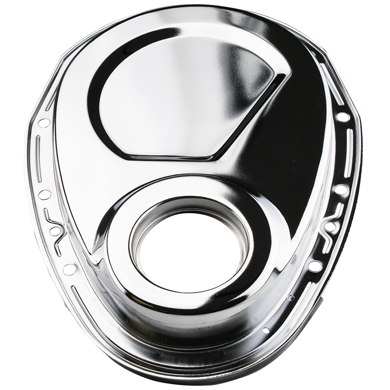 Power Products Steel Timing Cover, Chevrolet Small Block, Chrome Plated