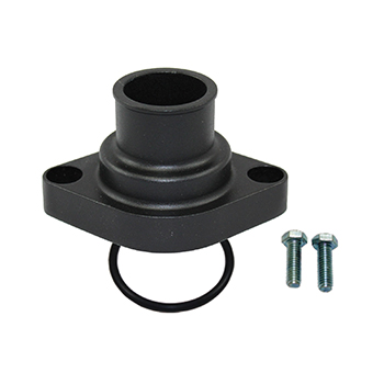 Power Products, Aluminum Swivel Water Neck, Chevrolet Small Block & Big Block, Straight Up, Black, Sold as Each
