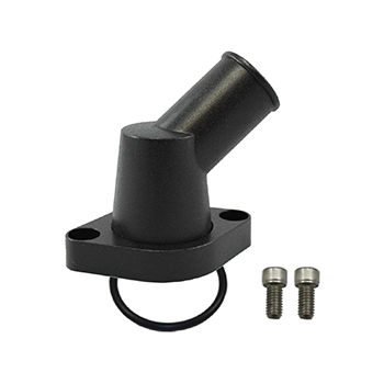Power Products, Aluminum Swivel Water Neck, Chevrolet Small Block & Big Block, 45 Degrees, Black, Sold as Each