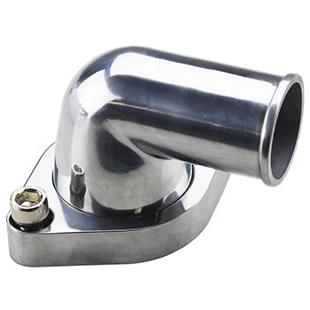Power Products, Aluminum Swivel Water Neck, Chevrolet Small Block & Big Block, 90 Degrees, Polished, Sold as Each