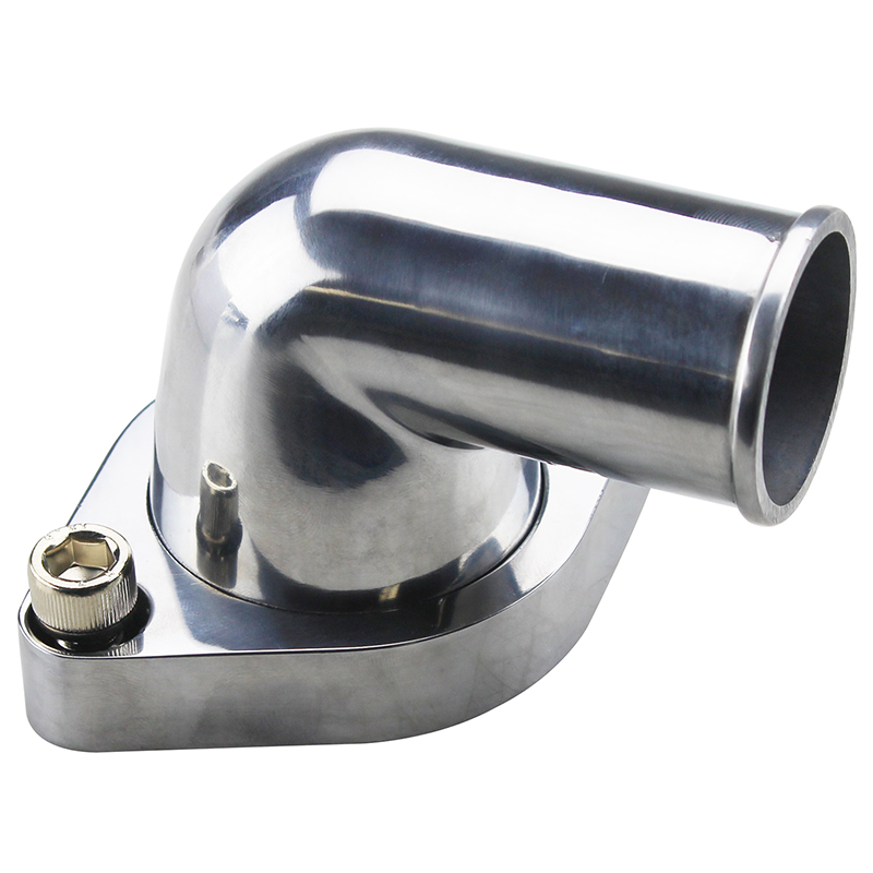 Power Products, Aluminum Swivel Water Neck, Chevrolet Small Block & Big Block, 90 Degrees, Polished, Sold as Each
